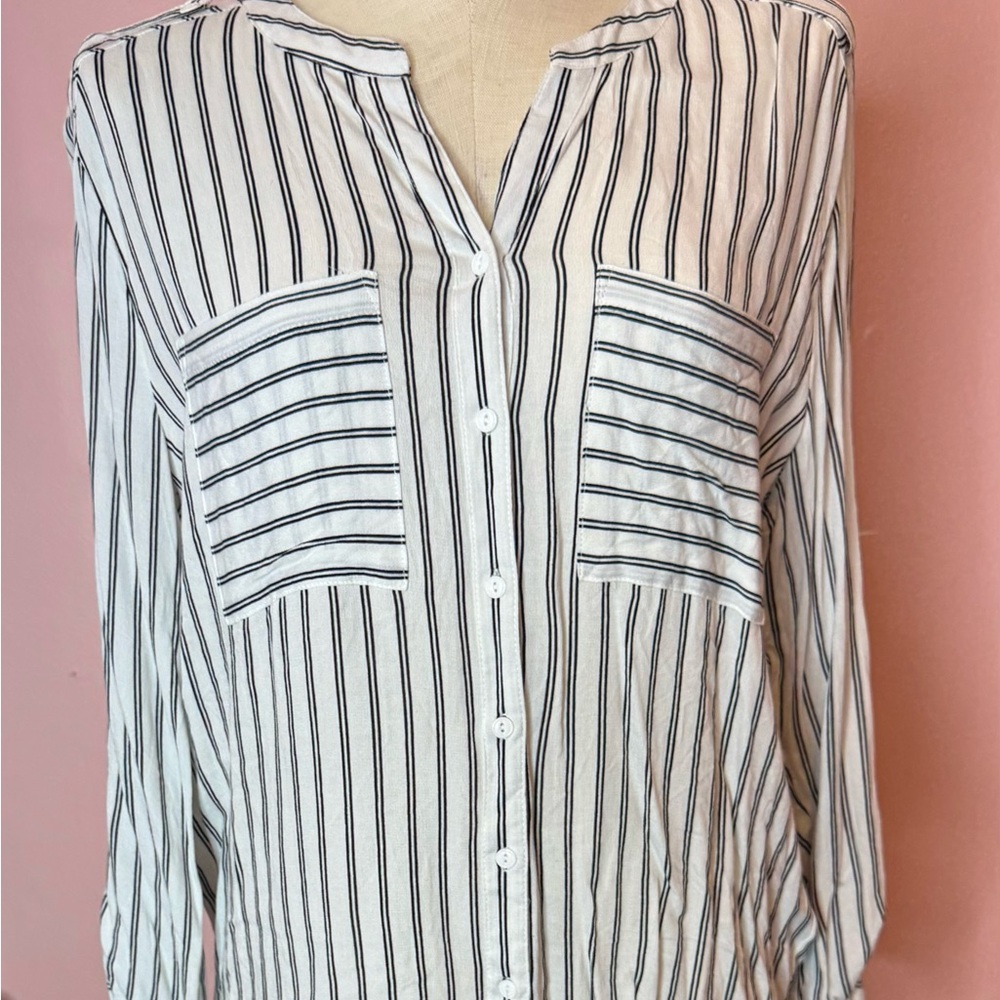 H&M Black and White Striped Button-Down Shirt